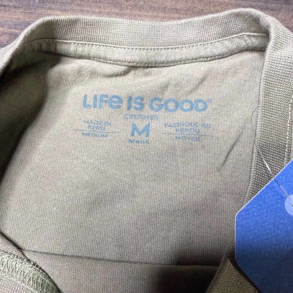 Life is Good Crusher Tee Dog Nature Graphic Short Sleeve Olive Green Men's M - Picture 3 of 3